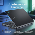 Acer Chromebook C725 11.6" Full HD Laptop - MediaTek Kompanio 520 Octa-Core, 4GB RAM, 64GB eMMC, Chrome OS, WiFi 6E | Ultra-Portable & Durable Student Laptop (Black)
