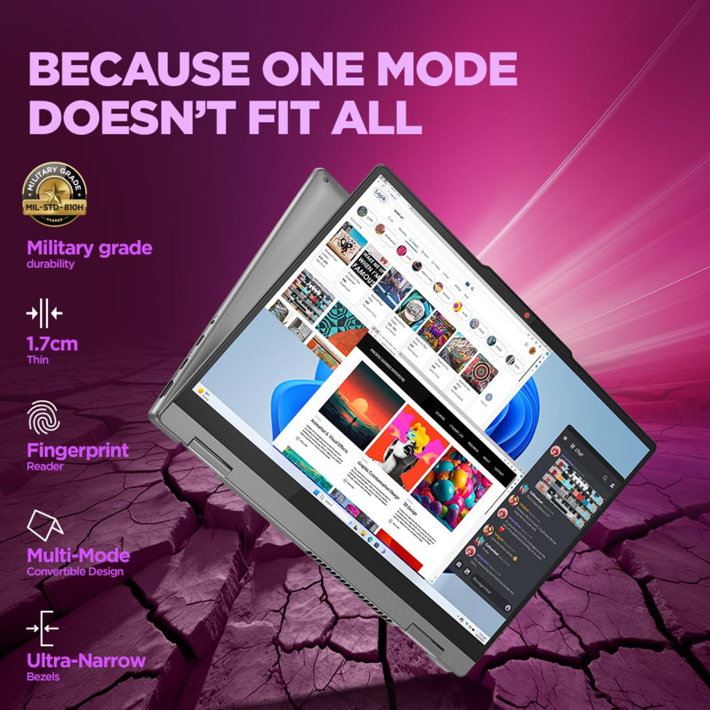Lenovo IdeaPad 5 2-in-1 14" WUXGA Touchscreen Laptop (Intel Core 5 120U / 16GB RAM / 512GB SSD / Windows 11 Home / Backlit Keyboard / Luna Grey) - 83DT004SIN