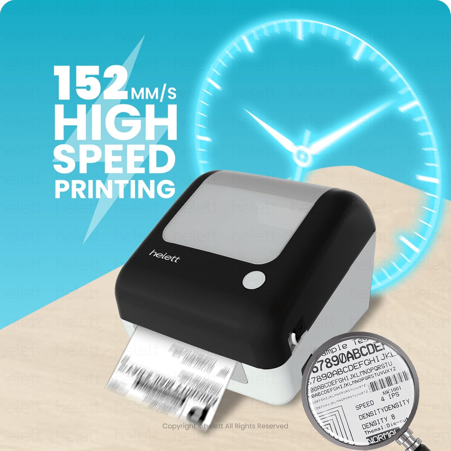 Helett H30CPro Wireless Thermal Label Printer (Bluetooth + USB) - Inbuilt Paper Holder, 4x6 Shipping & Barcode Labels, 203 DPI, 152mm/s Speed, Windows & Mac Compatible