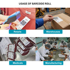 60x30mm Direct Thermal Barcode Label Roll | 1000 Labels Per Roll | 1 Up DT Sticker | Self Adhesive Shipping, POS & Logistics Labels