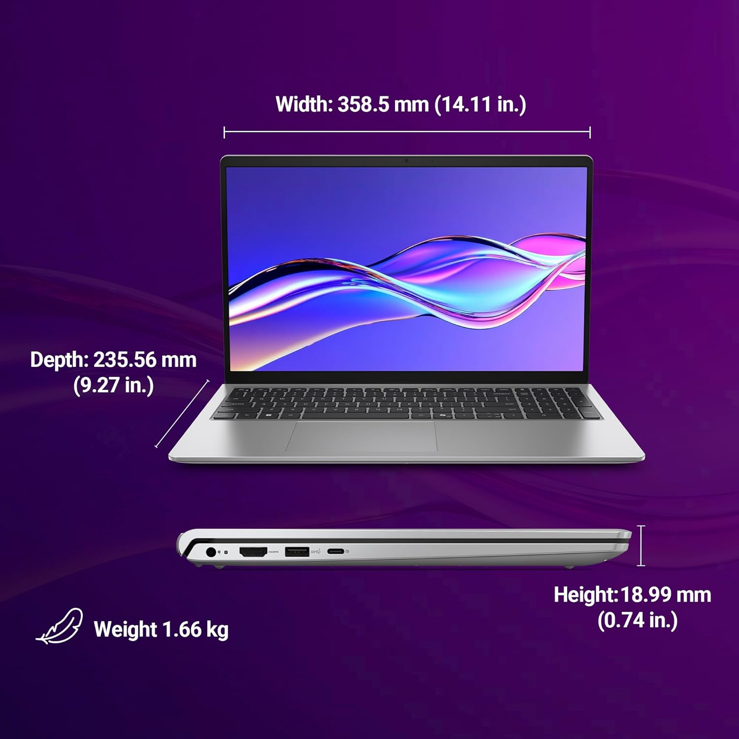 Dell 15 AI Laptop | Intel Core Ultra 5 225H | 16GB DDR5 RAM | 512GB SSD | 15.6" FHD Anti-Glare Display | Intel Arc Graphics | Windows 11 Home | MS Office Home & Student 2024 | Platinum Silver