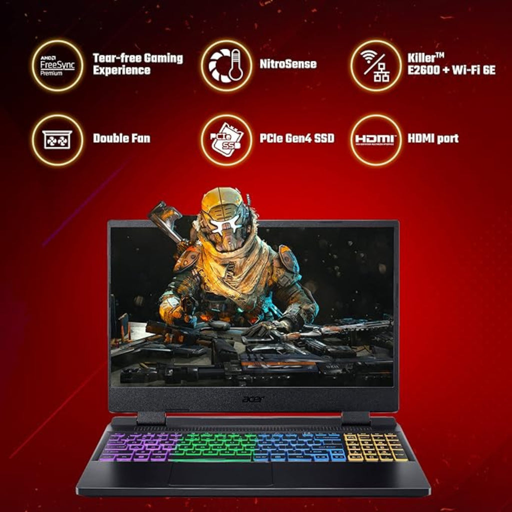 एसर नाइट्रो (NH.QH2SI.005) 5 AN515-46 एएमडी रायज़ेन 5-6600H 15.6 इंच QHD IPS 165Hz स्लिम बेज़ल गेमिंग लैपटॉप