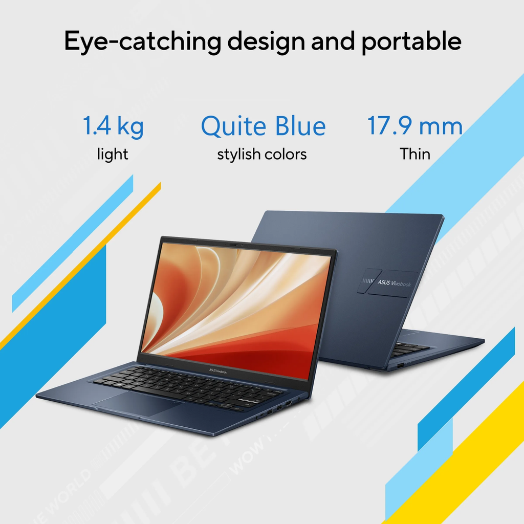 ASUS Vivobook 14 X1404VA-EB322WS 14" FHD Laptop (Intel Core i3-1315U / 8GB RAM / 512GB SSD / Windows 11 / MS Office / Backlit Keyboard / Quiet Blue)