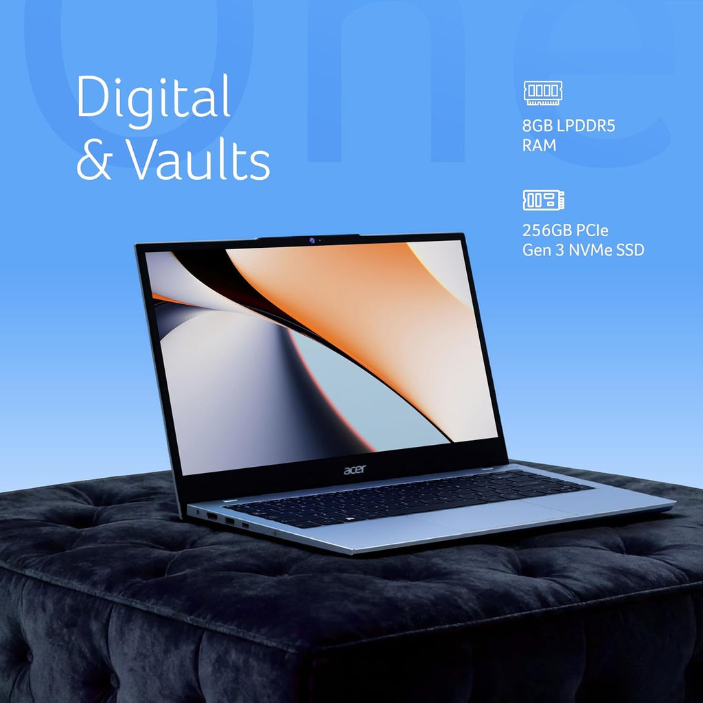 Acer Aspire One 14" Laptop - AMD Ryzen 3-7320U, 8GB LPDDR5 RAM, 256GB SSD, Windows 11 Home | Thin & Light Portable Laptop (Pure Silver)