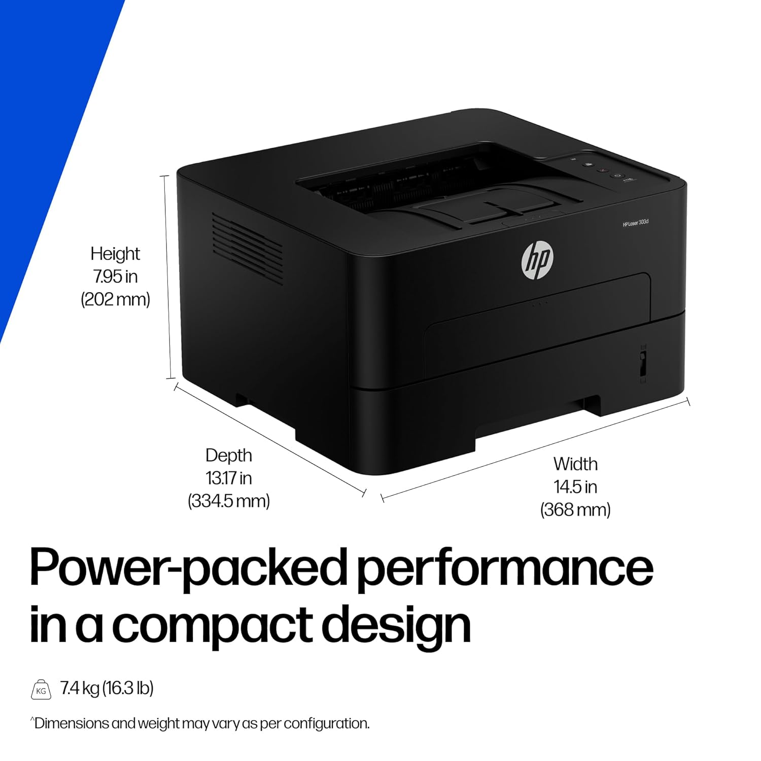 HP LaserJet Tank 303d Monochrome Laser Printer - Auto Duplex Printing, High-Yield Pre-Filled Toner, USB 2.0 (White & Gray)