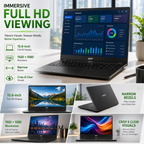 Acer TravelLite TL05 15.6" FHD Smart Laptop - AMD Ryzen 7 7730U, 16GB RAM, 512GB SSD, Radeon Graphics, Windows 11, MS Office 2024 Lifetime, 3 Year Warranty (Black)