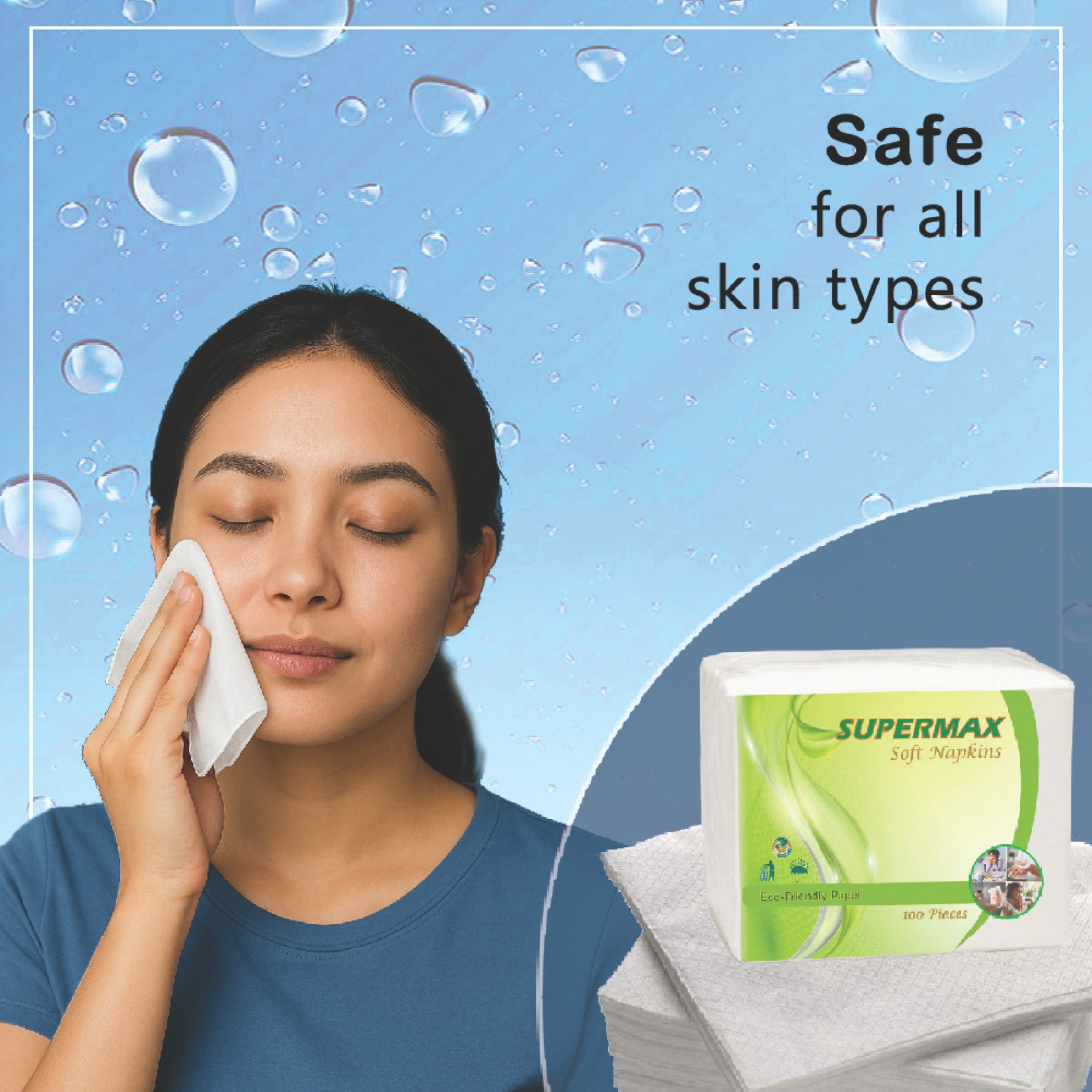 SUPERMAX Premium 2 Ply Tissue Paper Napkins | 50 Pcs | Soft, Absorbent Disposable Napkins for Home, Office & Restaurant