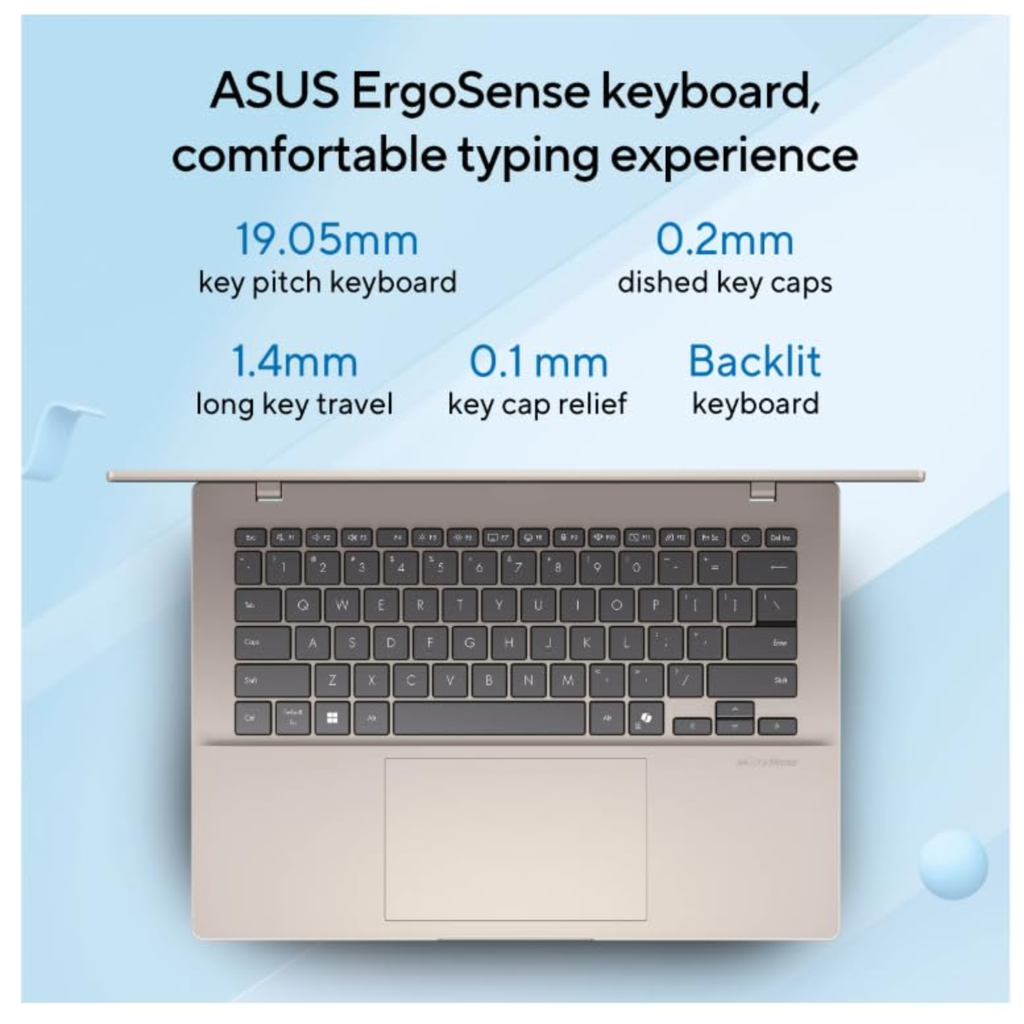 ASUS Vivobook 14 14.0" FHD+ Laptop - Intel Core Ultra 5 225H, Intel iGPU, 16GB RAM, 1TB SSD, Backlit Keyboard, Type-C Charging, Windows 11 Home, Office 2024 & Microsoft 365 Basic (Platinum Gold, 1.46kg, X1407CA-LY1581WS)