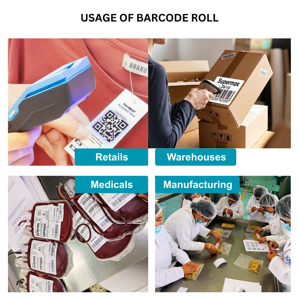 105x105mm Direct Thermal Barcode Label Roll | 1000 Labels Per Roll | 1 Up DT Sticker | Self Adhesive Shipping, POS & Logistics Labels