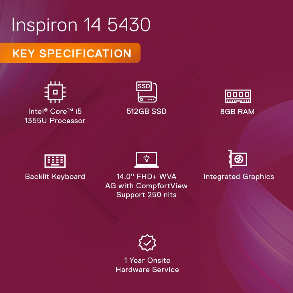DELL INSPIRON ( IN5430NH6KJM01ORS1) New 5430 I5 13TH GEN 8GB/1 TB SSD 14" FHD BACKLIT KEYBOARD LAPTOP