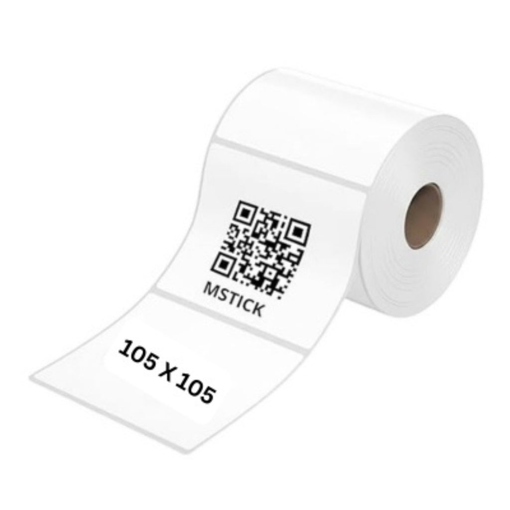 105x105mm Direct Thermal Barcode Label Roll | 1000 Labels Per Roll | 1 Up DT Sticker | Self Adhesive Shipping, POS & Logistics Labels