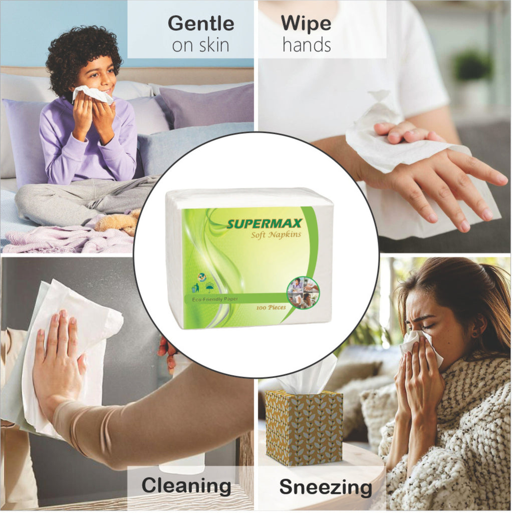 SUPERMAX Soft Tissue Paper 100 Pcs Pack | Daily Use Facial & Multipurpose Tissue