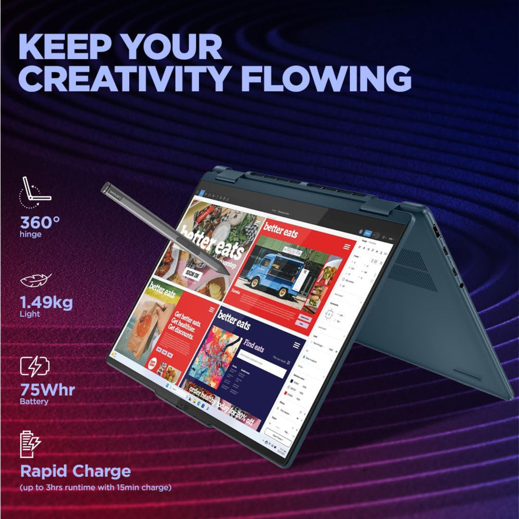 Lenovo YOGA 7 360 ULTRA5 125H 16GB RAM 16GB RAM/1 TB SSD 14" OLED 400 NITS, TOUCH (TIDAL TEAL) 83DJ006XIN