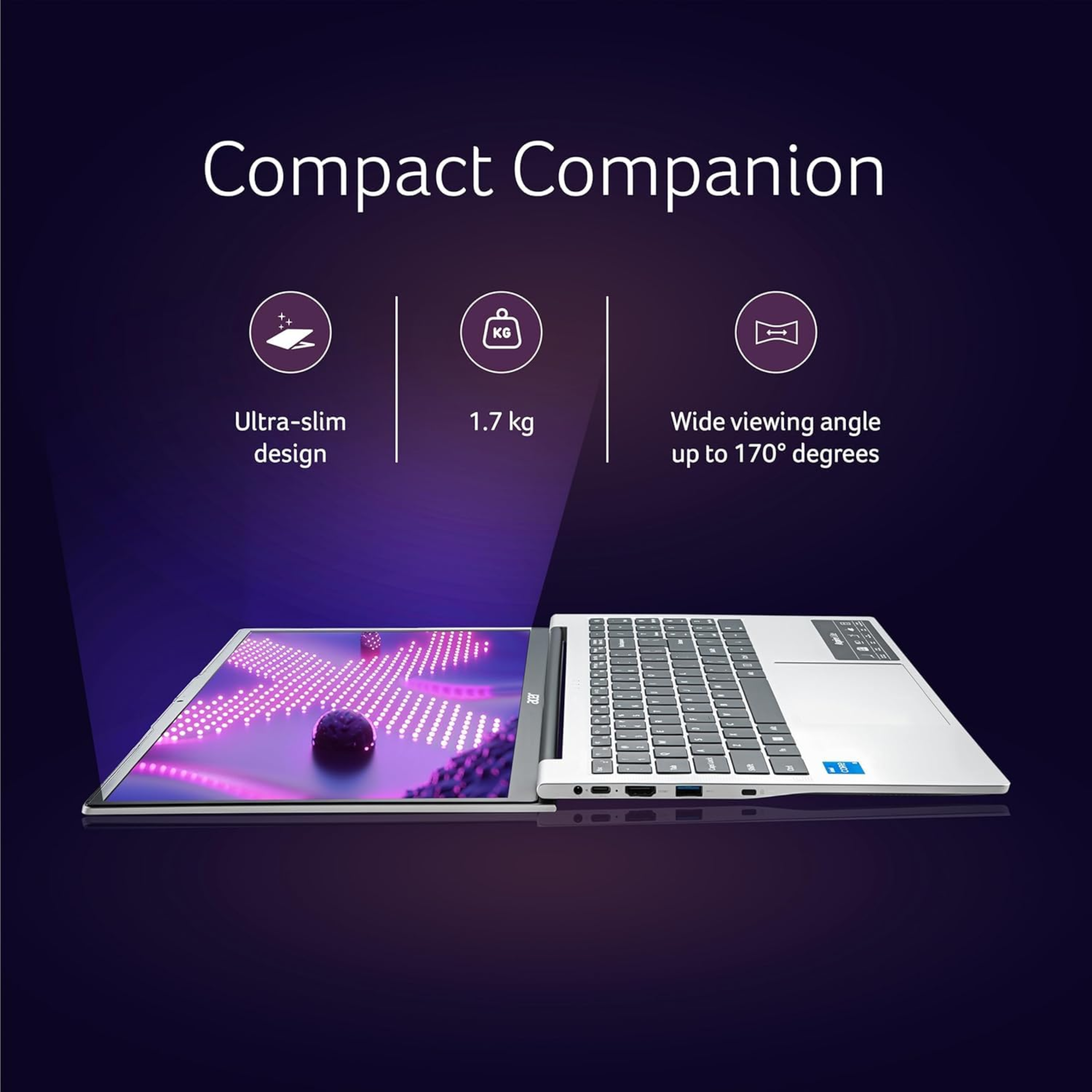 Acer Aspire 3 15.6" FHD IPS Thin & Light Laptop - 13th Gen Intel Core i5-1334U, 8GB RAM, 512GB SSD, Windows 11 Home (Pure Silver, 1.7kg, A325-53)