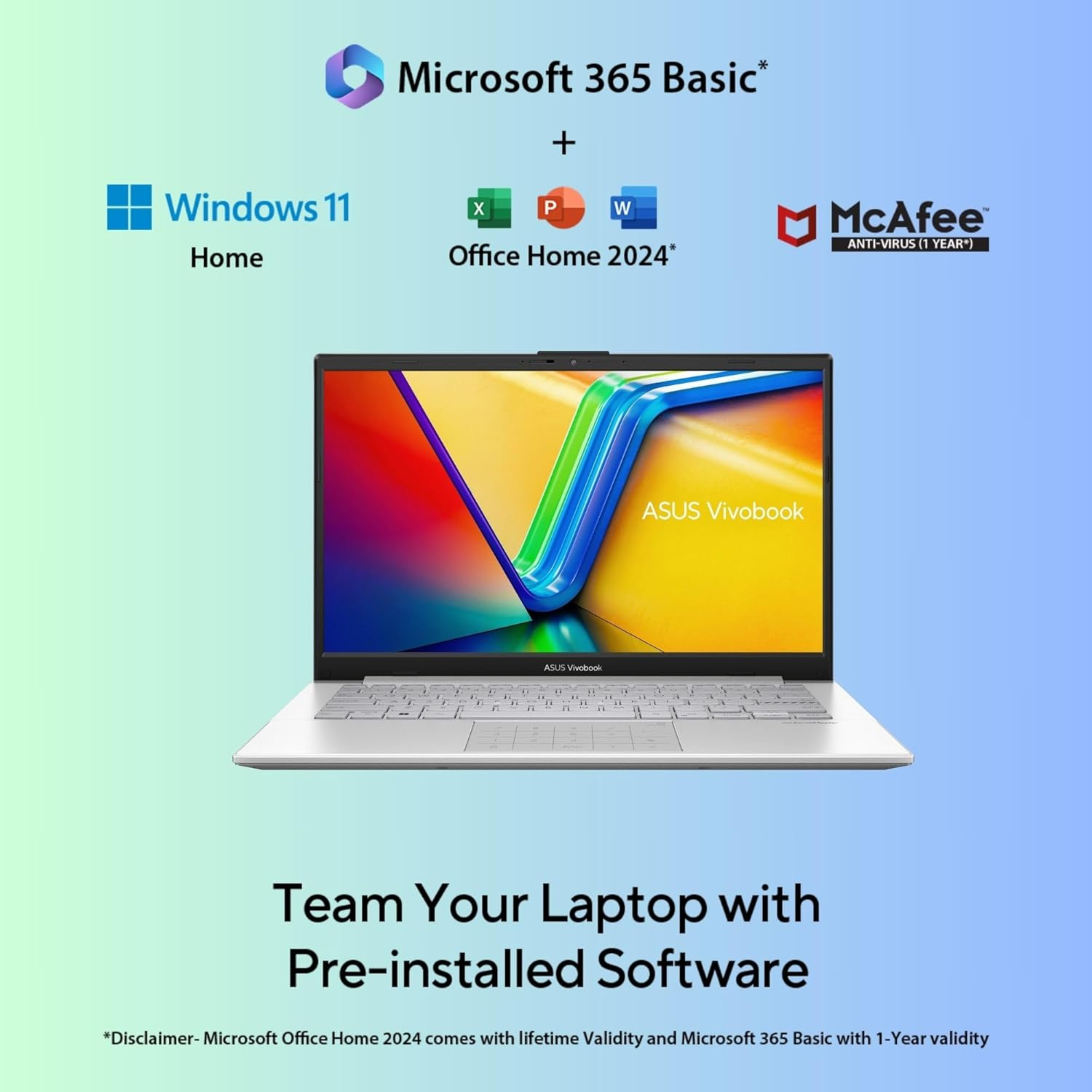 ASUS Vivobook Go 14 (2026) 14.0" Full HD Thin & Light Laptop - AMD Ryzen 5 40, AMD Radeon Graphics, 16GB RAM, 512GB SSD, Windows 11 Home, Office 2024 & Microsoft 365 Basic (Cool Silver, 1.38kg, E1404FA-EB1226WS)