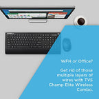 TVS Electronics Champ Elite Wireless Keyboard and Mouse Combo | 10 Million Keystrokes | 1600 DPI Optical Tracking | 10m Wireless Range | UV Coated Abrasion Resistant Keys | Long Battery Life (Black)