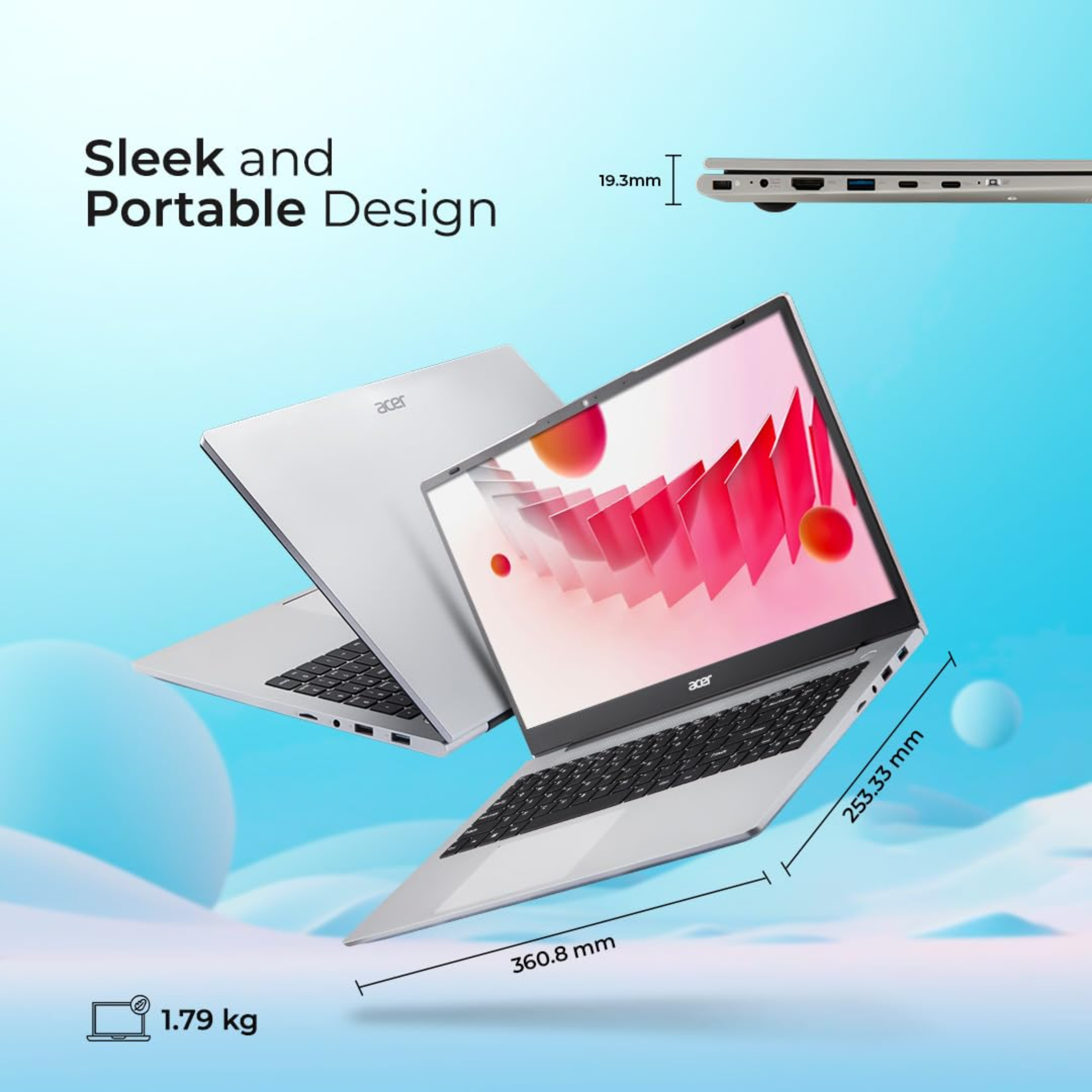 Acer Aspire 15.6" FHD Laptop - AMD Ryzen 7-7730U, 16GB RAM, 512GB SSD, Windows 11 Home, Backlit Keyboard, 180° Hinge, 55Wh Battery (Pure Silver, 1.79kg, AS15-42)