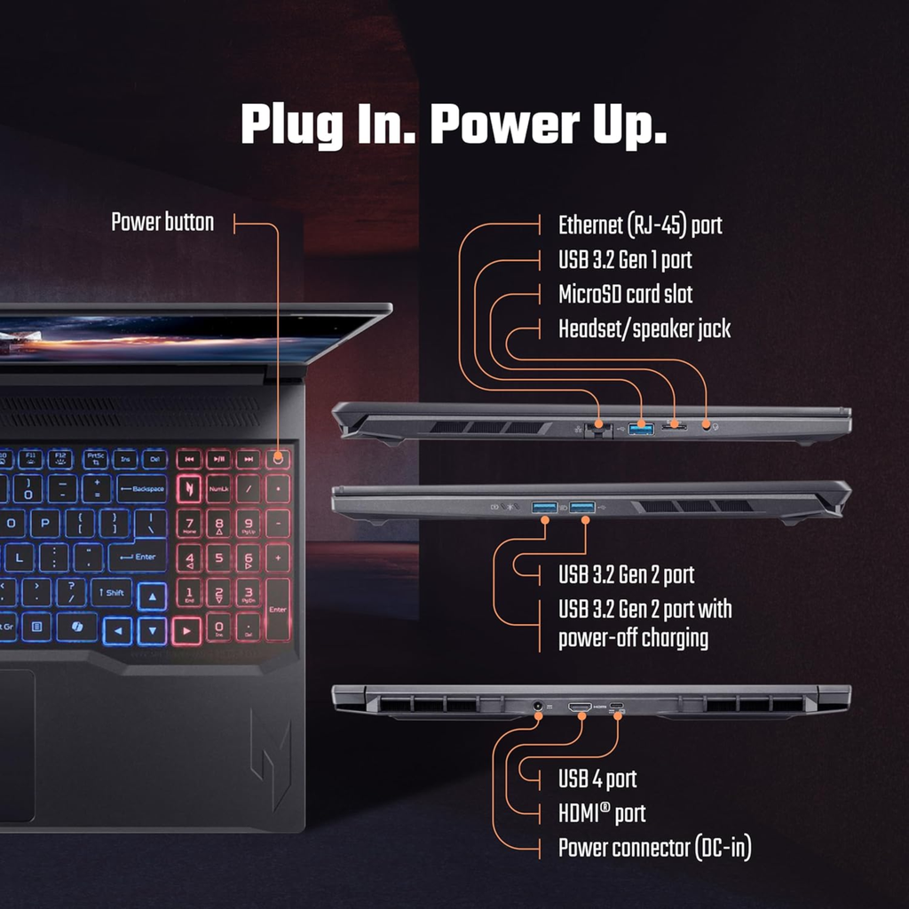 Acer Nitro V 16S AI 16" 180Hz Gaming Laptop - AMD Ryzen 7 260 Octa-Core, NVIDIA RTX 5060 8GB GDDR7, 16GB RAM, 1TB SSD, RGB KB, Windows 11 Home (Obsidian Black, 2.1kg, ANV16S-41)