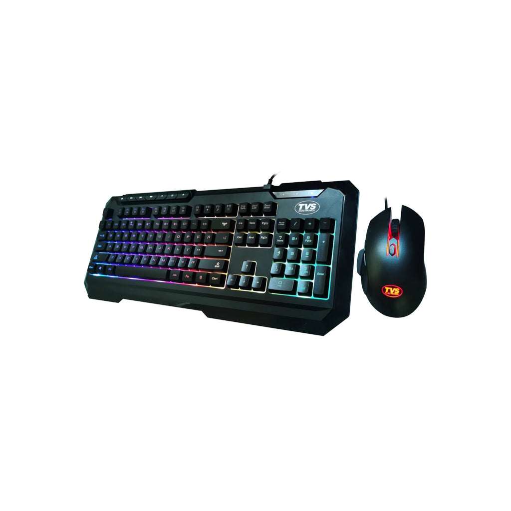 TVS Electronics Champ Blitz Wired Gaming Keyboard and Mouse Combo | Rainbow LED Backlit | 19-Key Anti-Ghosting | 3200 DPI Adjustable Optical Mouse | Ergonomic Design for PC Gamers & Streamers (Black)
