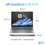 HP OmniBook X 14.0" 2.2K Touchscreen AI Laptop - Snapdragon X Elite X1E-78-100, Qualcomm Adreno Graphics, 16GB LPDDR5x RAM, 1TB SSD, Next Gen Windows 11, Copilot+ PC (Atmospheric Blue, 1.34kg, 14-fe0121QU)