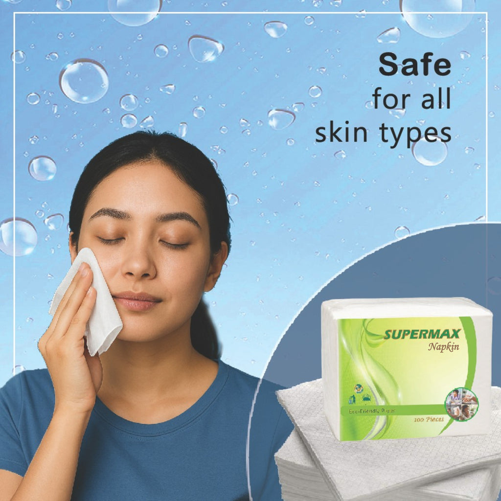 SUPERMAX Premium 2 Ply Tissue Paper Napkins | 50 Pcs | Soft, Absorbent Disposable Napkins for Home, Office & Restaurant