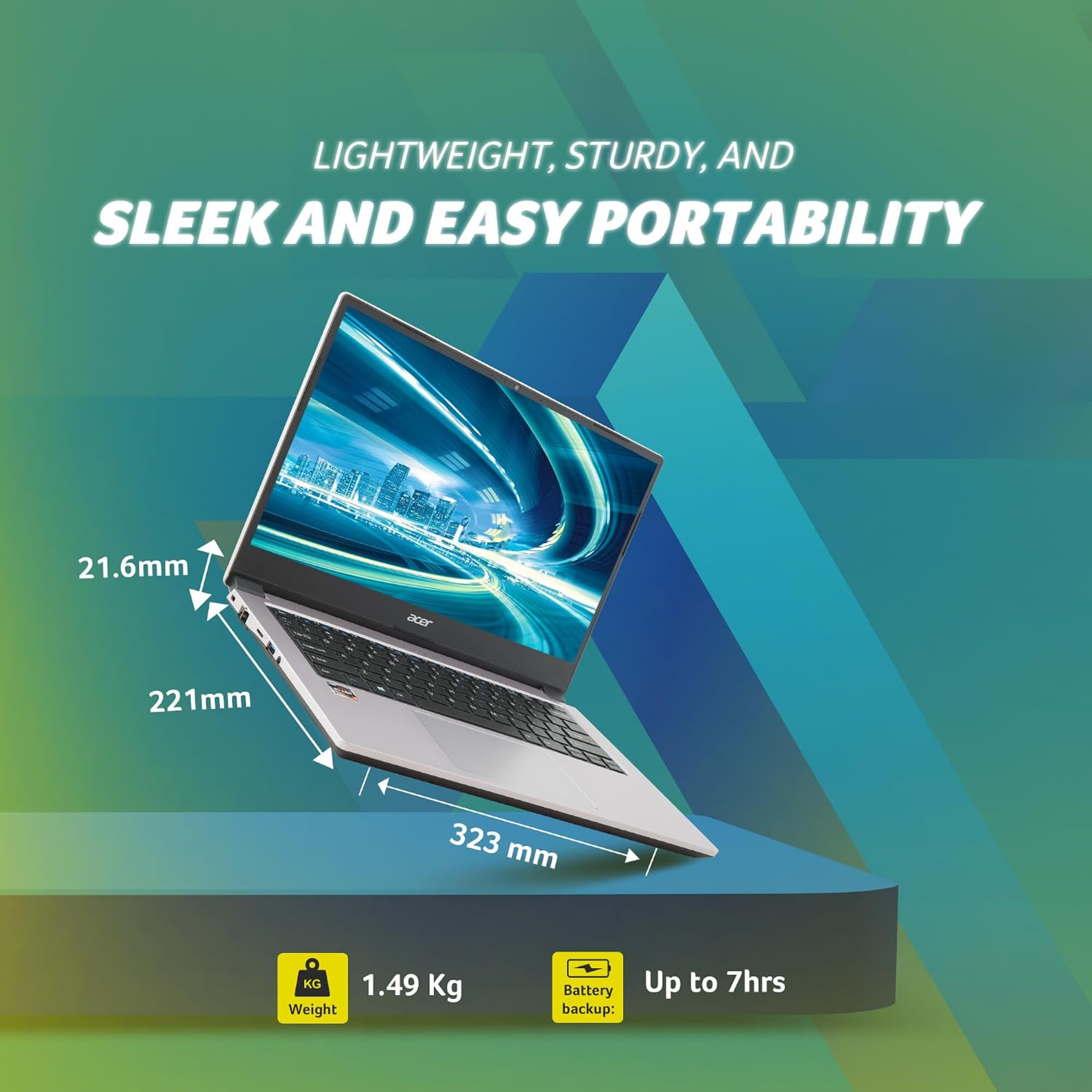 Acer One 14 Business Laptop 14.0" HD Display - AMD Ryzen 3 3250U, 8GB RAM, 1TB HDD, AMD Radeon Graphics, Windows 11 Home, MS Office (Z2-493)