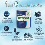 SUPERMAX Toilet Tissue Roll | Soft & Strong Bathroom Tissue Paper | Bulk Pack for Home, Hotel & Office