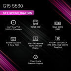 DELL INSPIRON ( GN5530D83M6001ORB1) G15-5530 I5 13TH GEN 16GB/512 SSD 6GB RTX 3050 Gaming Laptop