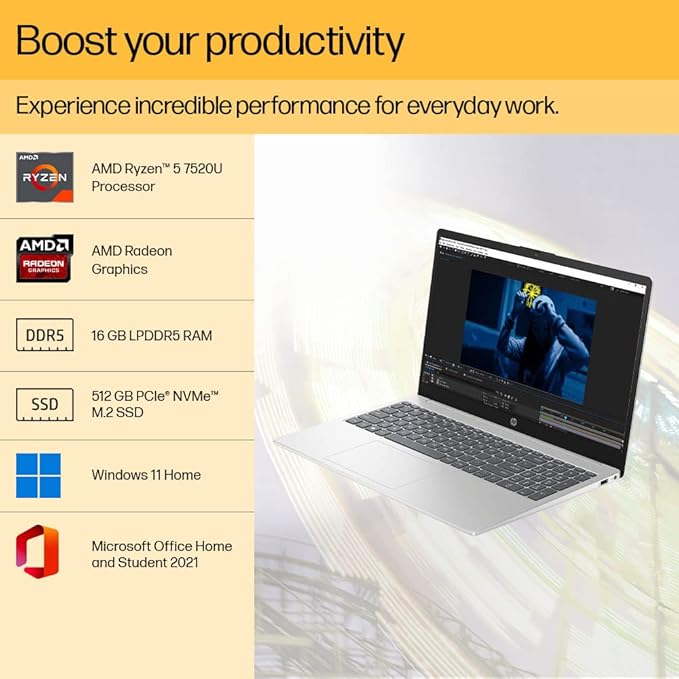 HP 15-fc0030AU RIZEN-5 7520U 16GB RAM/512 SSD 15.6" FHD