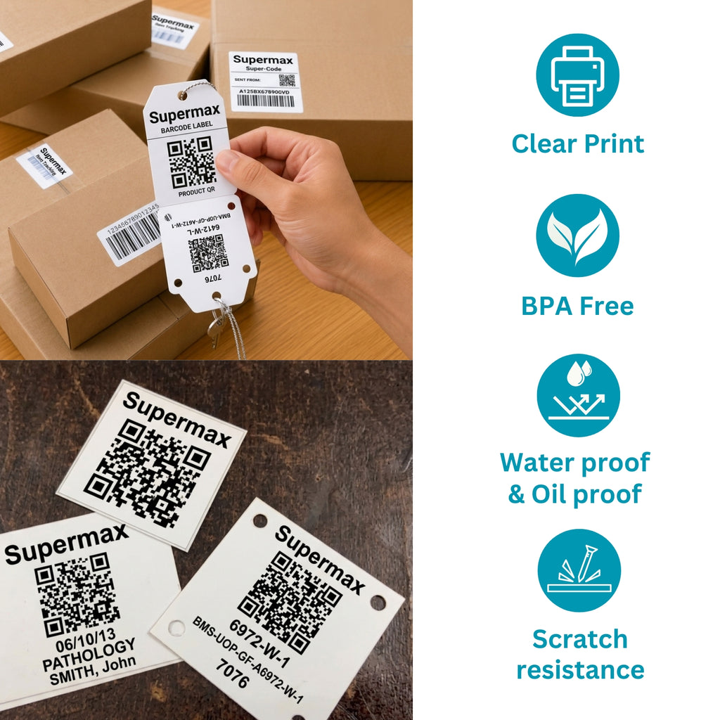 50x50mm Direct Thermal Barcode Label Roll | 1000 Labels Per Roll | 2 Ups DT Sticker | Self Adhesive Shipping, POS & Logistics Labels