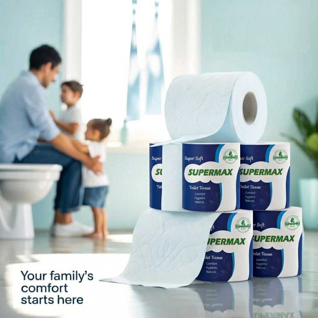 SUPERMAX Toilet Tissue Roll | Soft & Strong Bathroom Tissue Paper | Bulk Pack for Home, Hotel & Office