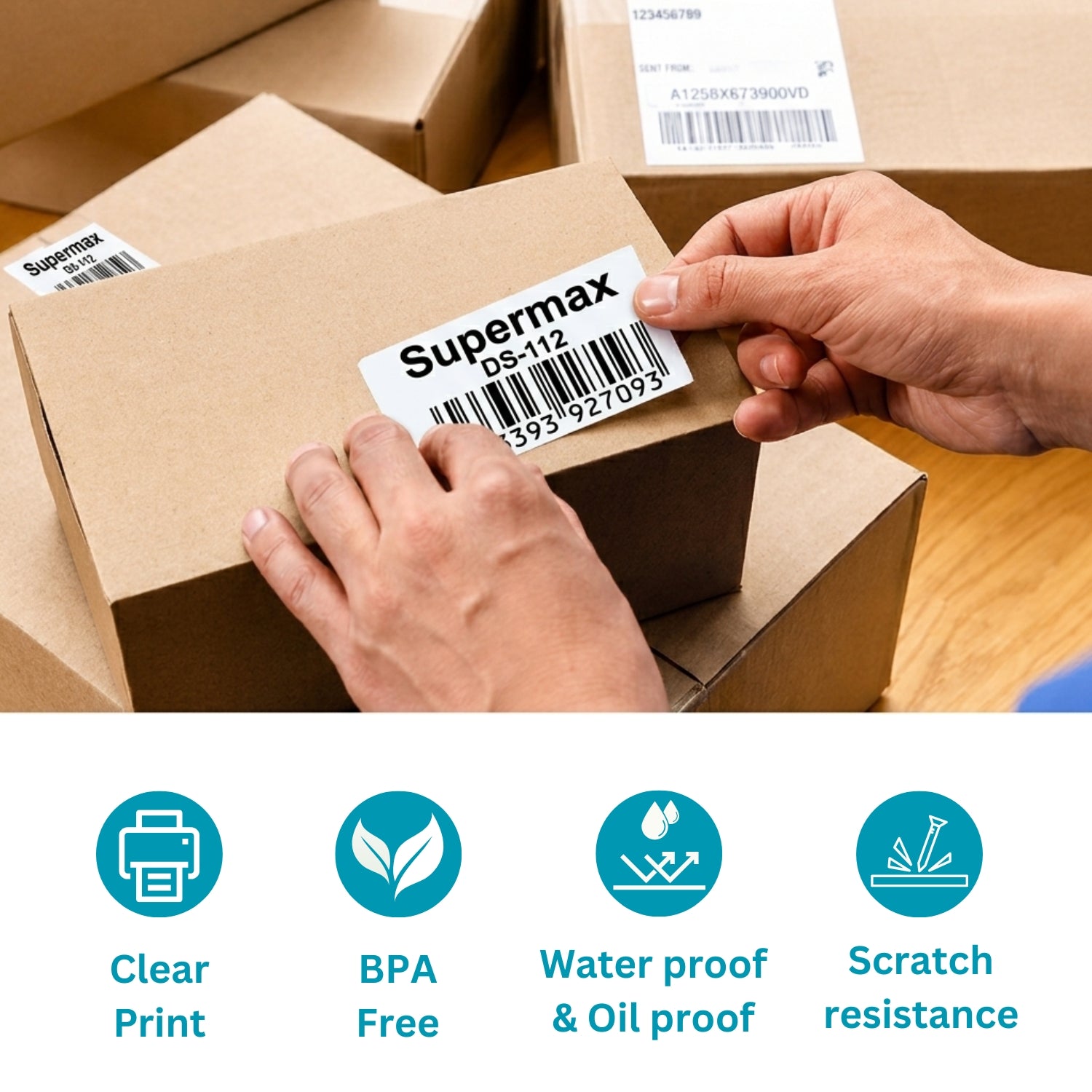 75x50mm Direct Thermal Barcode Label Roll | 1000 Labels Per Roll | 1 Up DT Sticker | Self Adhesive Shipping, Logistics & POS Labels