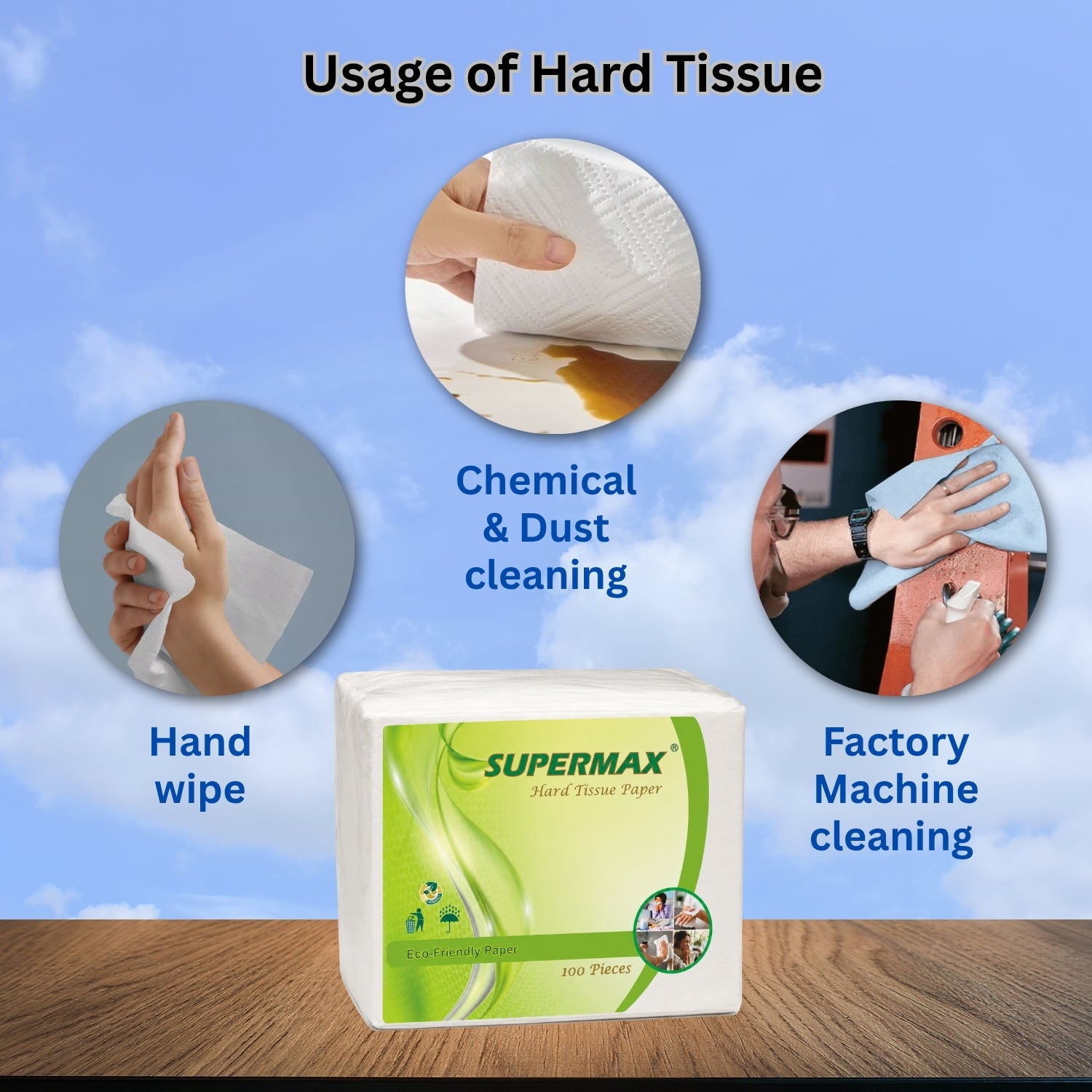 SUPERMAX Hard Tissue Paper 50 Pcs Pack | Strong Multipurpose Tissue for Kitchen & Dining Use