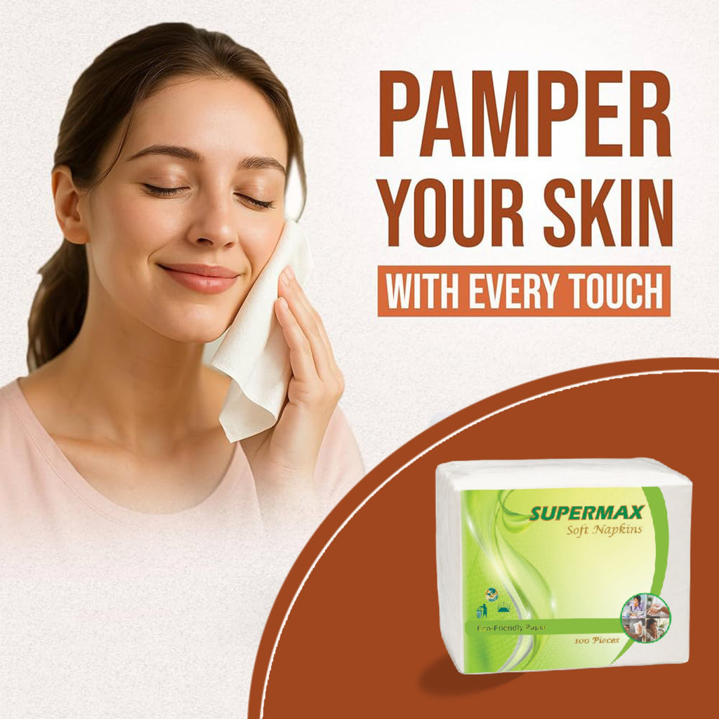 SUPERMAX Soft Tissue Paper 100 Pcs Pack | Daily Use Facial & Multipurpose Tissue