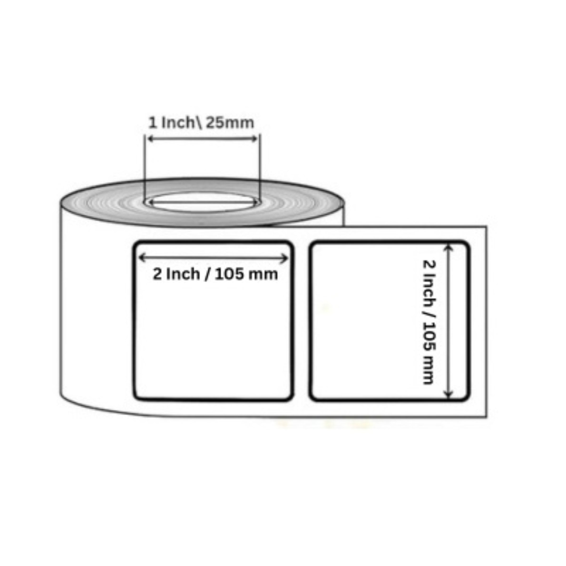 105x105mm Direct Thermal Barcode Label Roll | 1000 Labels Per Roll | 1 Up DT Sticker | Self Adhesive Shipping, POS & Logistics Labels