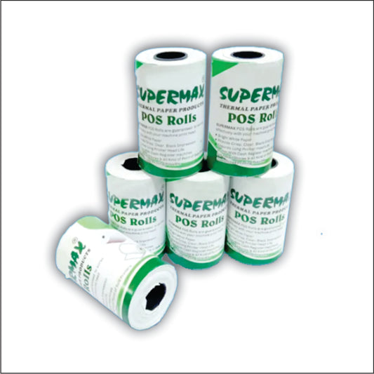 SUPERMAX PREMIUEM THERMAL PAPER POS ROLLS 78/79/80 MM 3 INCHES P55 PACK OF 10 ROLLS
