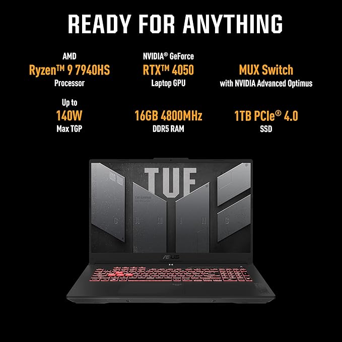 ASUS Inspiron TUF A17 Gaming FA777XU-HX026WS R9-7940HS Full HD Laptop