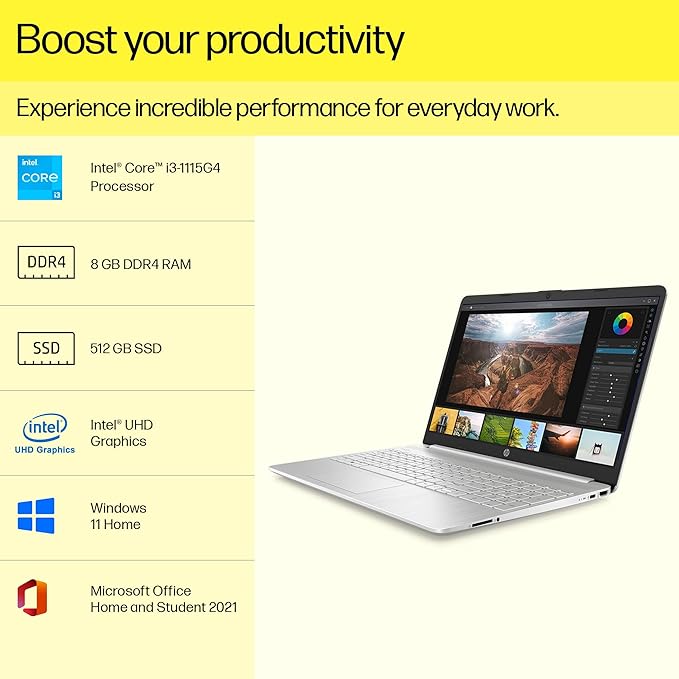 HP 15S-FR2513TU I3 11TH GEN 8 GB RAM/512 SSD 15.6" FHD (BAKLIT KEYBRD)