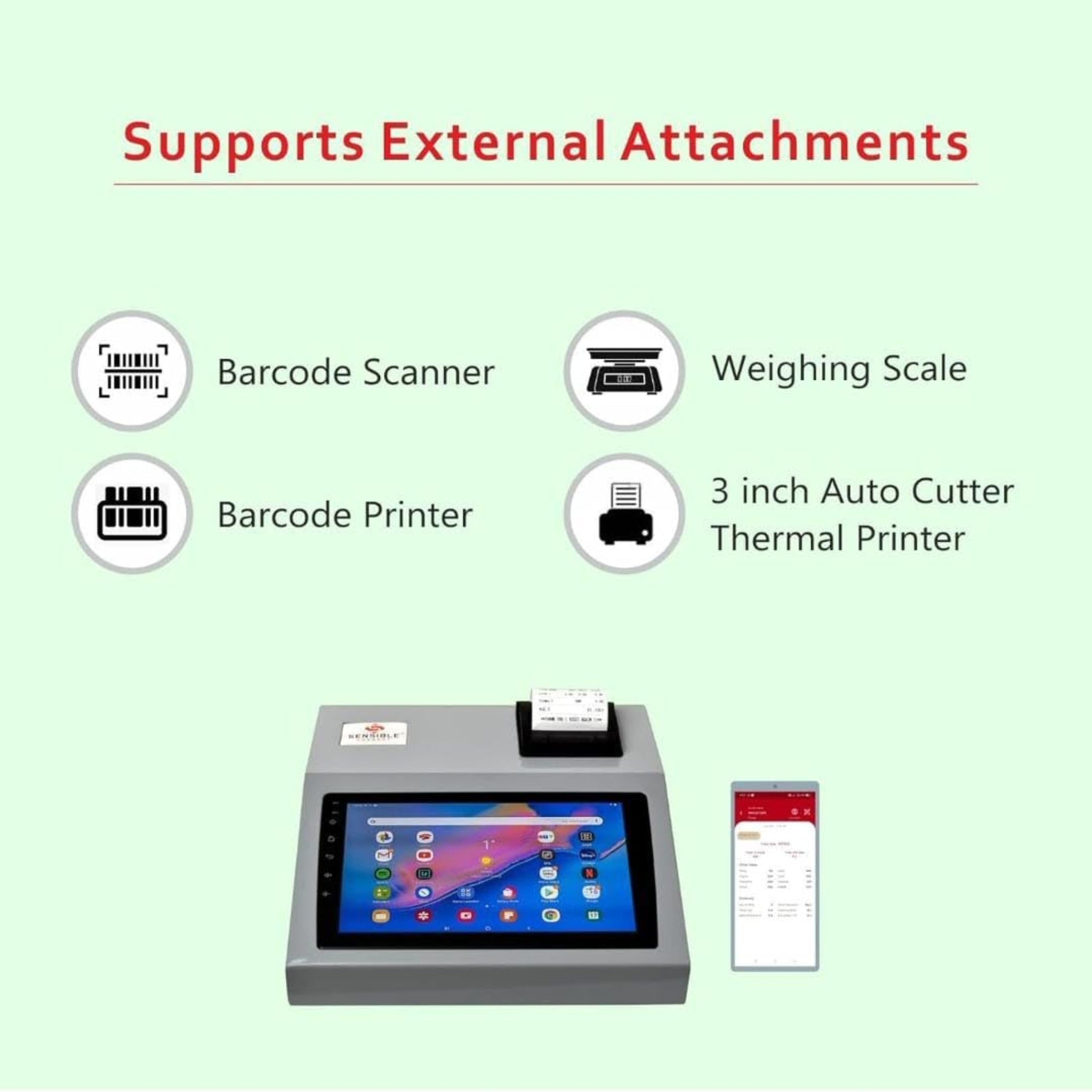 Sensible 10 Touch Billing Machine - 10" Android POS System with Inbuilt Receipt Printer
