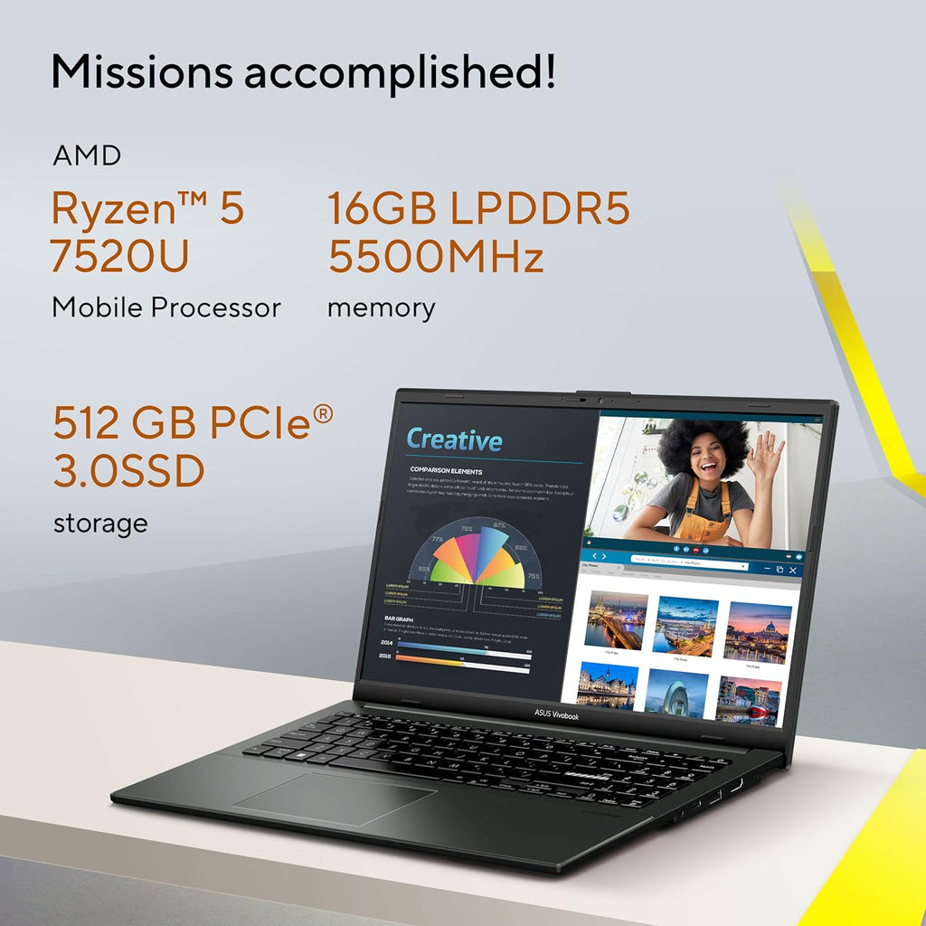 ASUS Vivobook Go 15 (OLED) 2023, AMD Ryzen 5 7520U E1504FA-LK542WS FHD OLED, Thin & Light Laptop