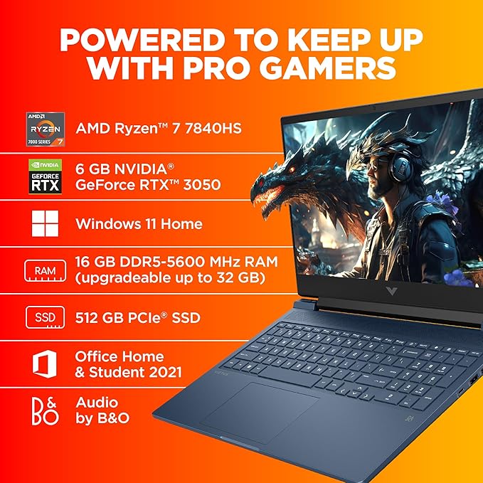 HP Victus 16-s0095AX RYZEN 7 7840H 16 GB RAM/512 SSD 15.6" FHD 144Hz