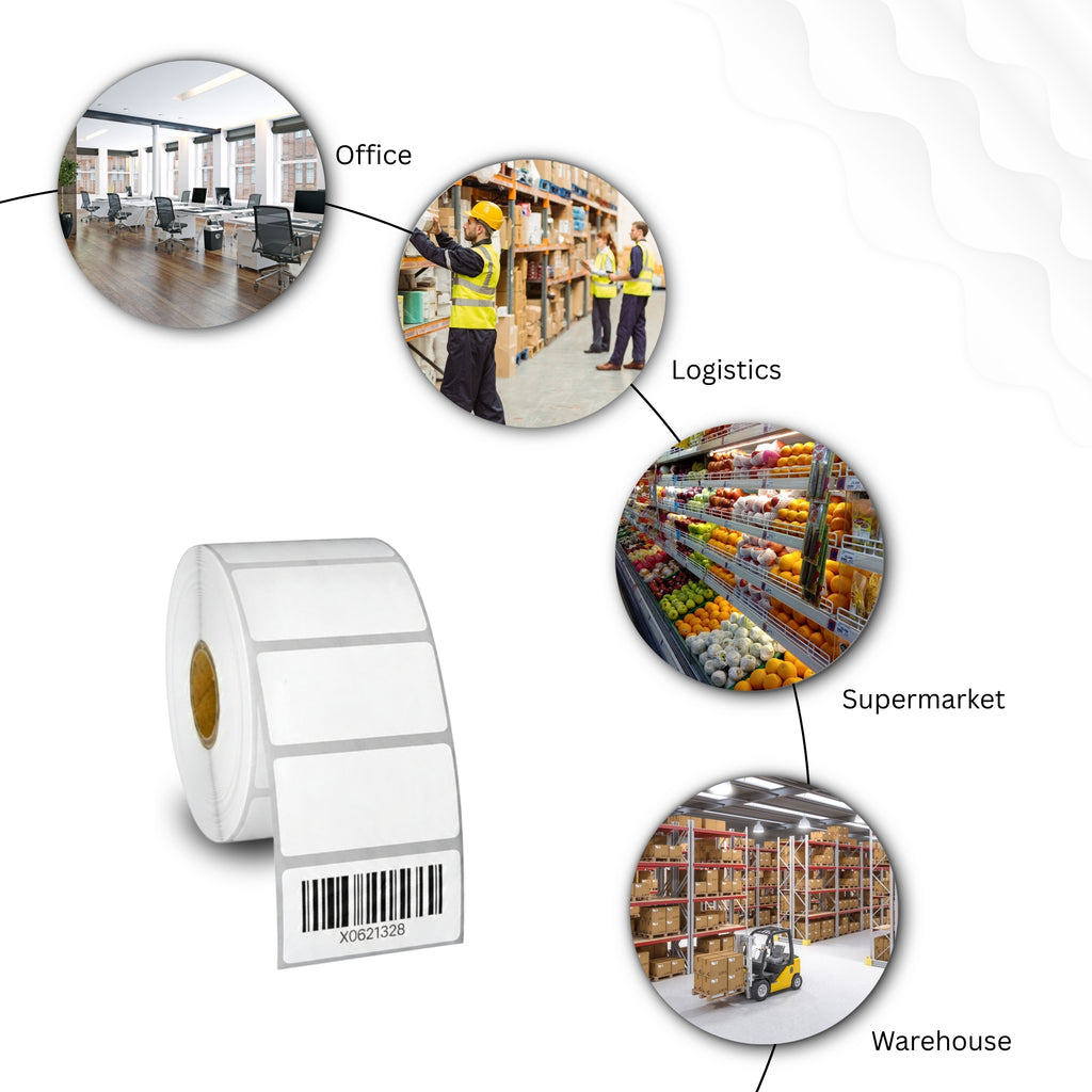 SUPERMAX 50 mm X 40 mm (Smooth White) Direct Thermal Barcode Paper  1000 pics per label pack of 5