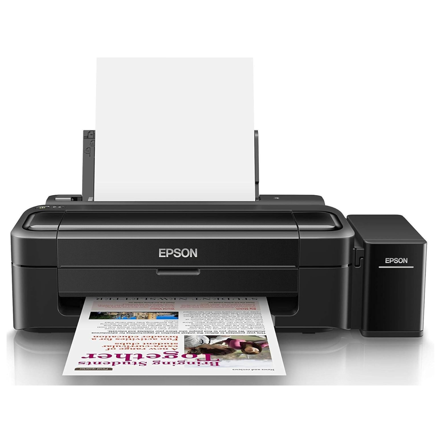 Epson EcoTank L130 Single Function InkTank Printer Bundle with Epson Genuine Cyan Ink Bottle (A4 Colour Printing / High Yield Refillable Ink Tank / USB Connectivity / Black Printer & Cyan Ink)