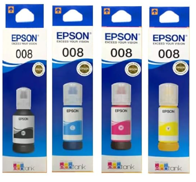 Epson 008 Black Cyan Magenta Yellow Ink  Set Bottle