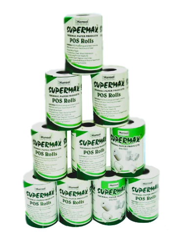 SUPERMAX PREMIUEM THERMAL PAPER POS ROLLS 78/79/80MM 3 INCHES P33 PACK OF 10 ROLLS