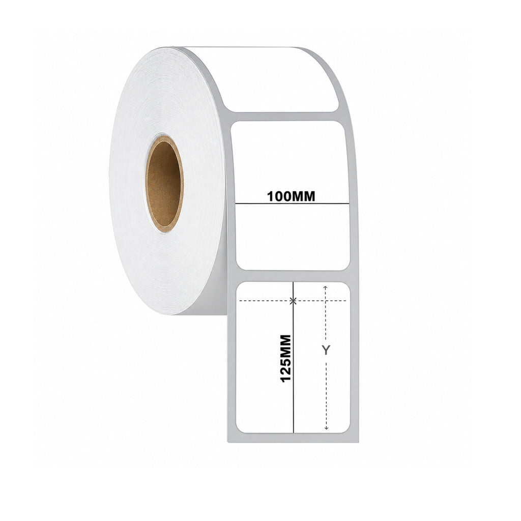100x125mm Direct Thermal Barcode Label Roll | 1000 Labels Per Roll | 1 Up DT Sticker | Self Adhesive Shipping, Logistics & POS Labels
