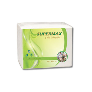 SUPERMAX Premium 2 Ply Tissue Paper Napkins | 100 Sheets Pack | Soft, Absorbent Disposable Napkins for Home, Office & Restaurant