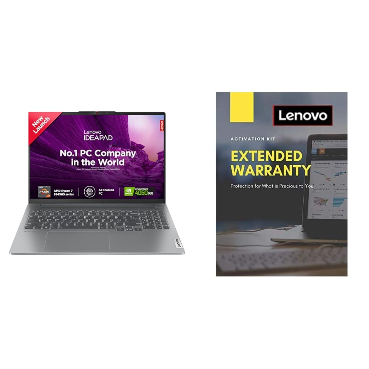 Lenovo IdeaPad Pro 5 16" 2K OLED 120Hz 400Nits Laptop - AMD Ryzen 7 8845HS, NVIDIA GeForce RTX 4050 6GB, 16GB RAM, 1TB SSD + 2 Year Extended Warranty with Onsite Service (5WS0K75724)