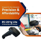 TVS Electronics BS-i201G Lite Wired 2D Barcode Scanner | High-Speed QR & 1D Code Reader