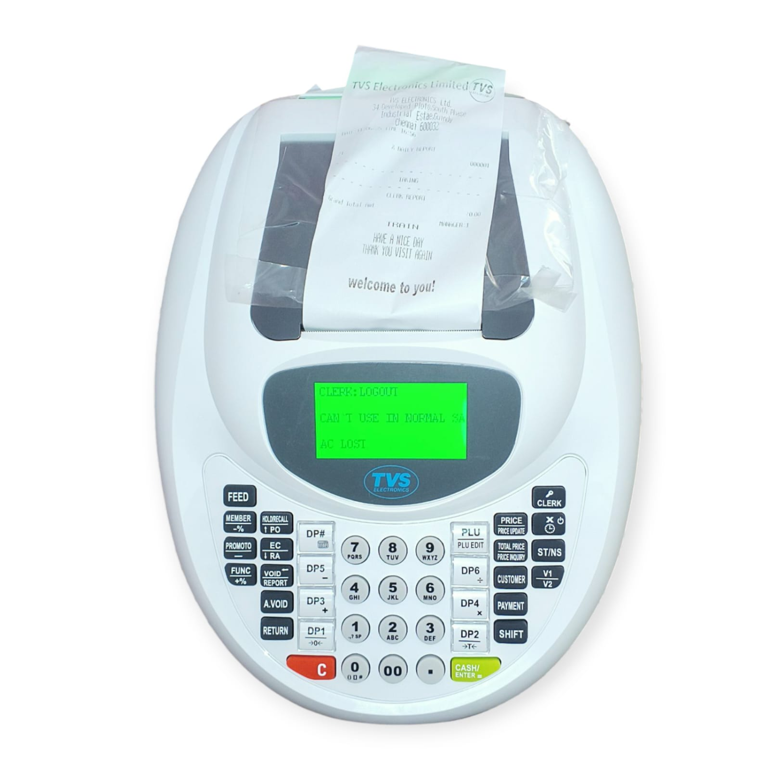 TVS PT-362 Electronic Cash Register & Thermal Receipt Billing Machine - Built-in 3-Inch Thermal Printer, 5000 PLU Storage, Dual Line LCD Display (Black)